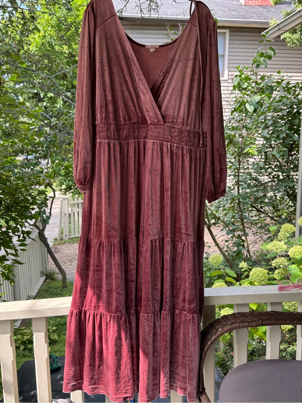 Knox Rose velvet Tiered V-Neck Maxi Dress